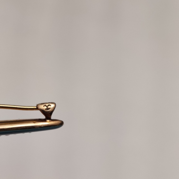 Antique Solid 14K Yellow Gold Pin Brooch signed Krementz Sea Seed Pearls Enamel - Picture 7 of 9